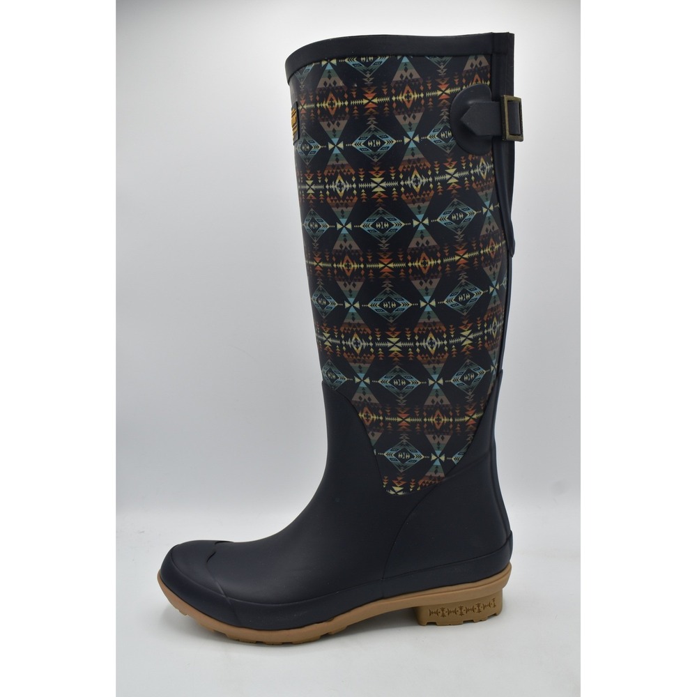 Pendleton Women Size 8 Diamond Peak Navy Harding Geometric Tall Rain Boots Shoes - Picture 8 of 8